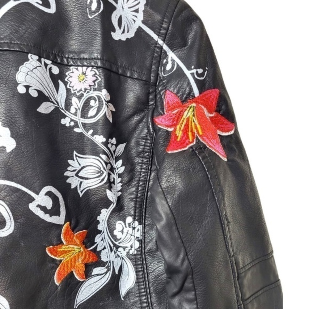 NEW Blank NYC Secret Keeper Faux Leather Embroidered Painted Jacket in Black - Picture 10 of 14